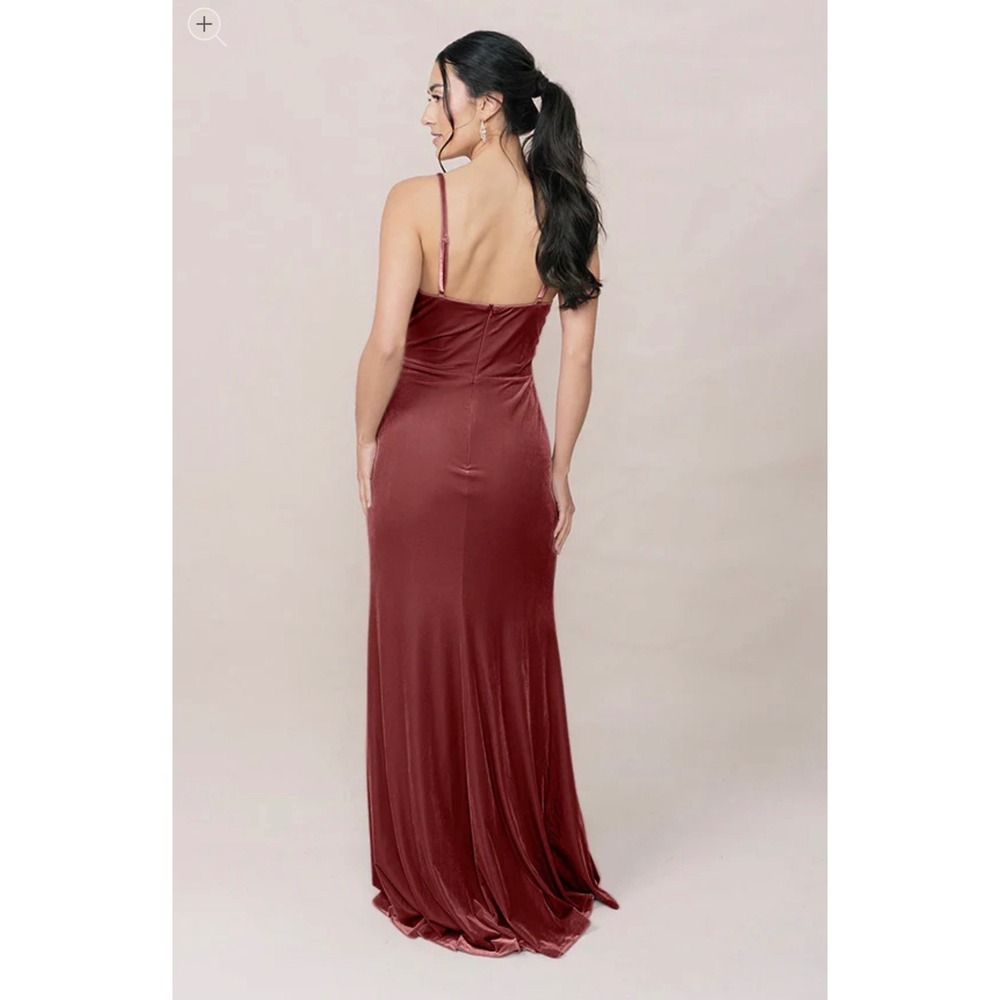 Revelry Blush Dusty Rose Velvet Draped Gown Rory Dress Size 14 - Picture 3 of 14